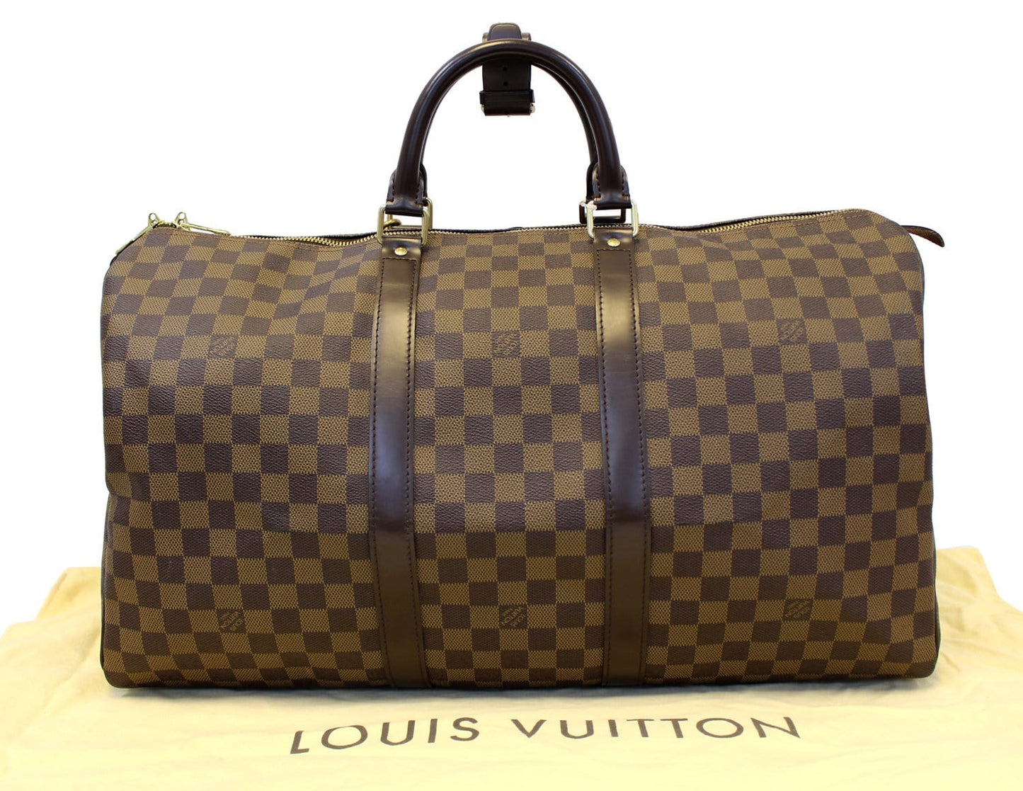 LOUIS VUITTON Damier Ebene Keepall 50 Boston Travel Bag
