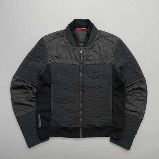 Prada Sport Black 2007 Panelled Nylon & Wool Padded Quilted Jacket