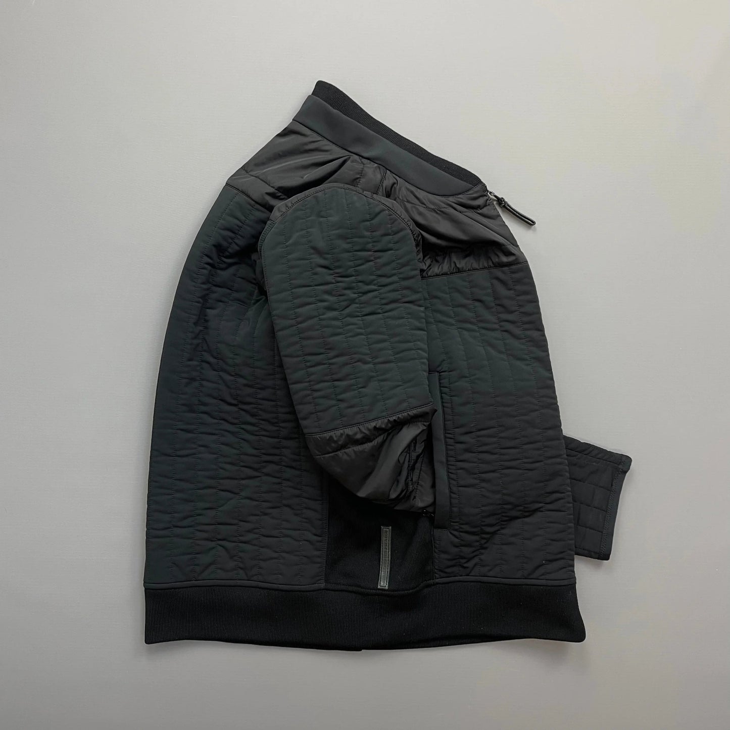 Prada Sport Black 2007 Panelled Nylon & Wool Padded Quilted Jacket