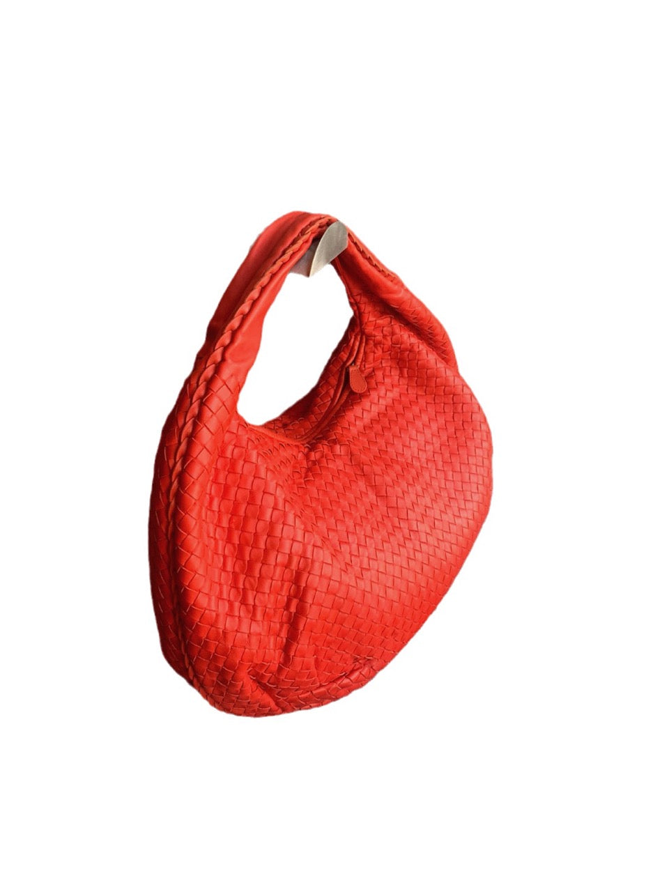 Bottega Veneta Red Belly Hobo Intrecciato Nappa Leather Handbag