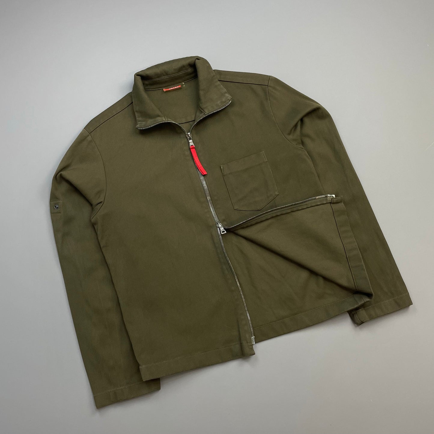 Prada Sport Khaki 00s Adjustable Sleeve Cotton Jacket