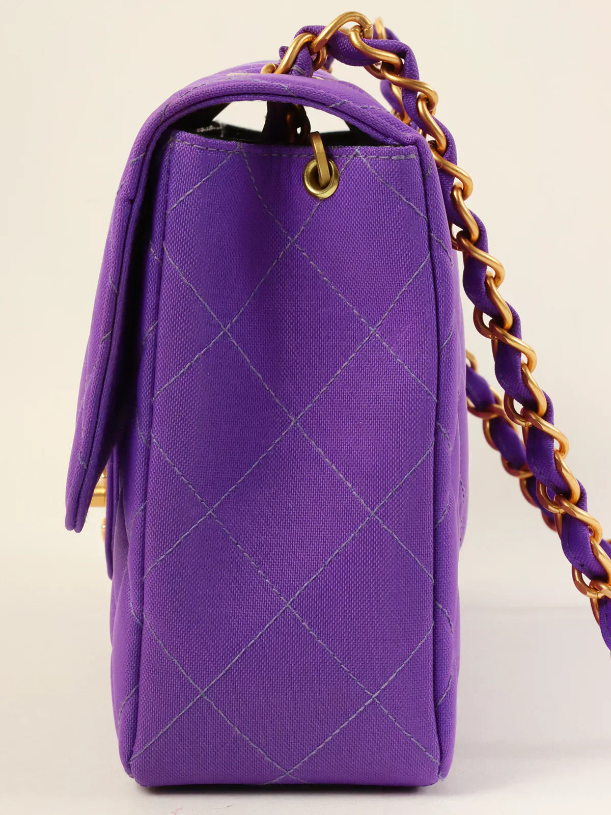 CHANEL Around 1995 Made Canvas Classic Flap Chain Bag 25Cm Purple