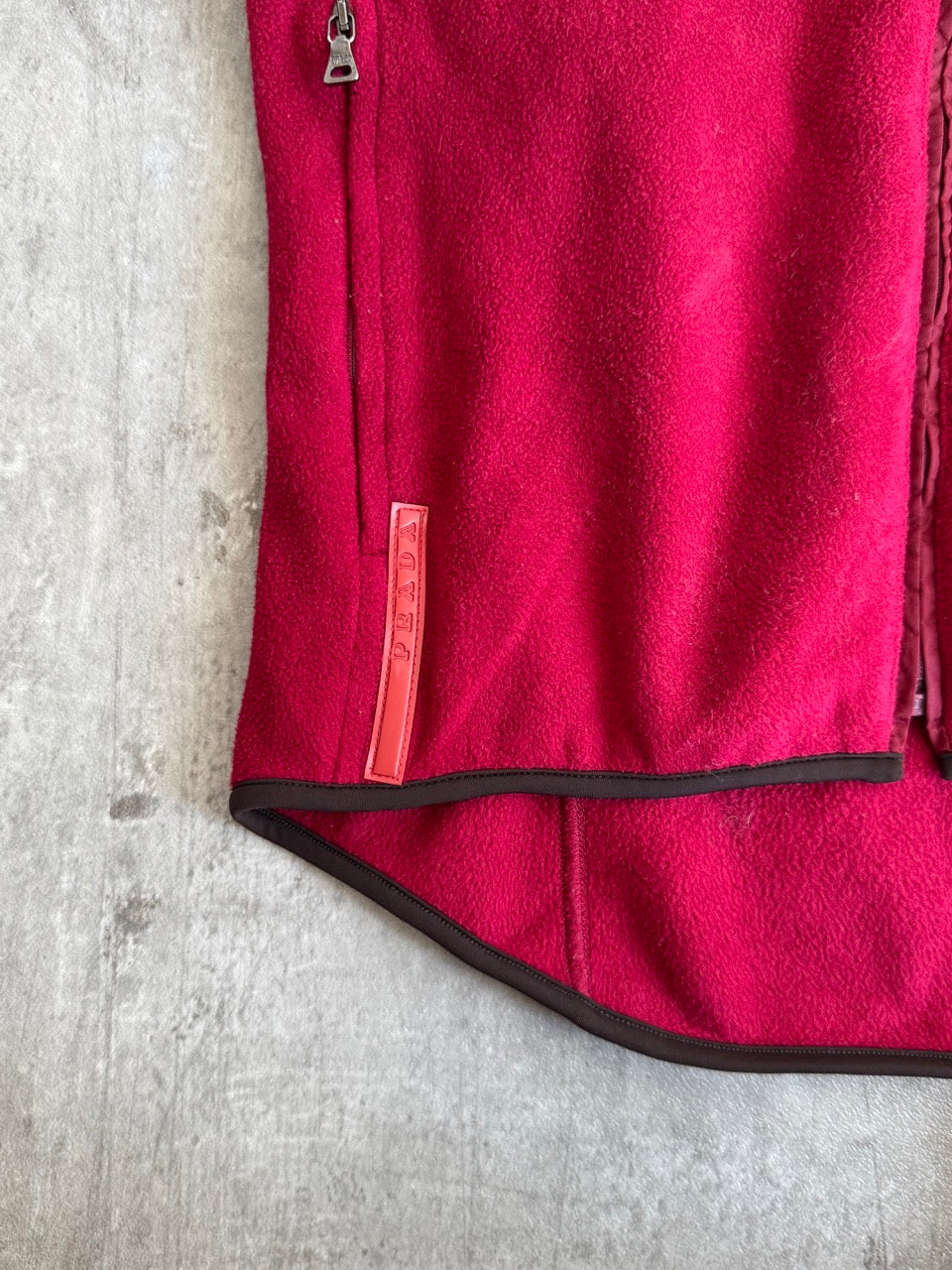 Prada Red Technical Fleece Gilet