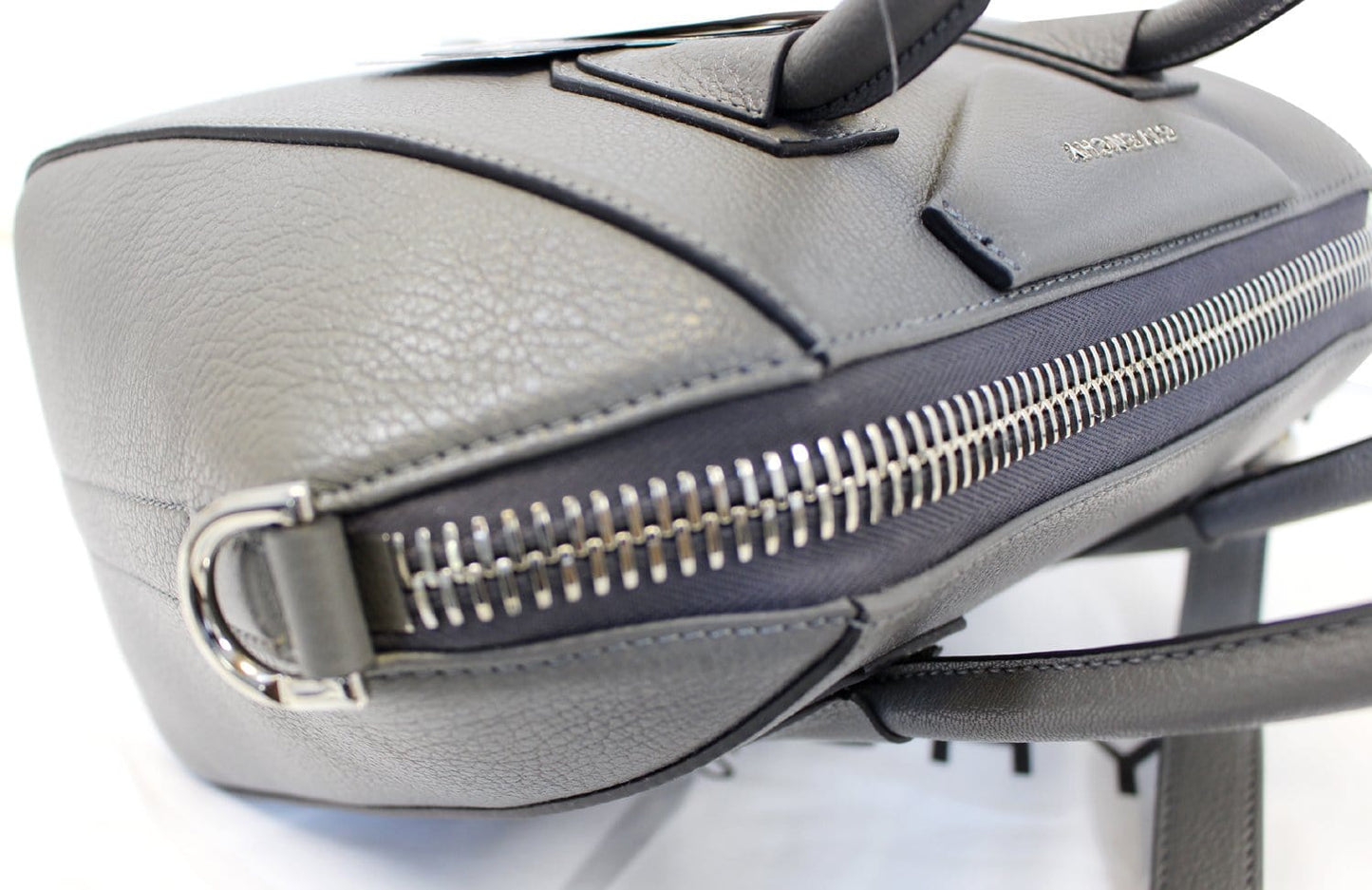 GIVENCHY Dark Grey Goatskin Leather Small Antigona Shoulder Bag