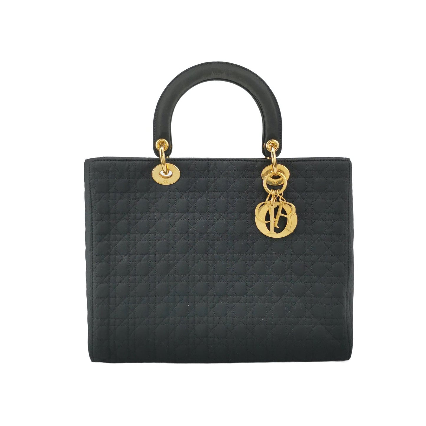 Lady Dior   Large Black Cloth with Yellow Gold-tone Hardware