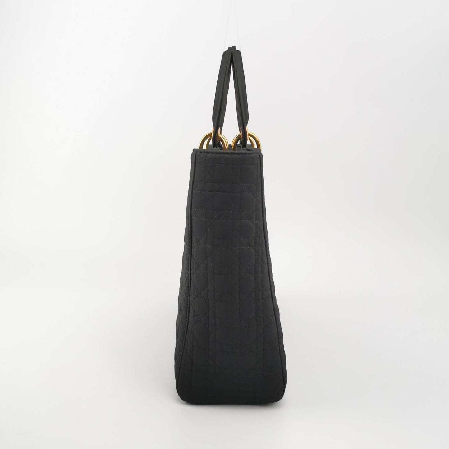 Lady Dior   Large Black Cloth with Yellow Gold-tone Hardware