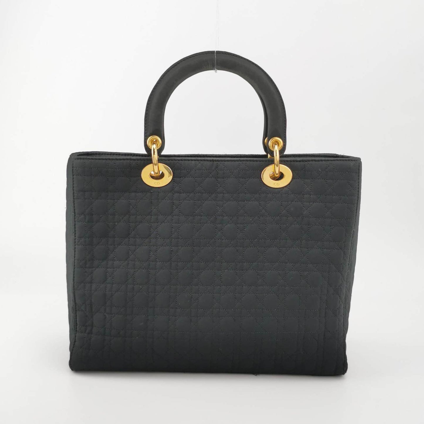 Lady Dior   Large Black Cloth with Yellow Gold-tone Hardware