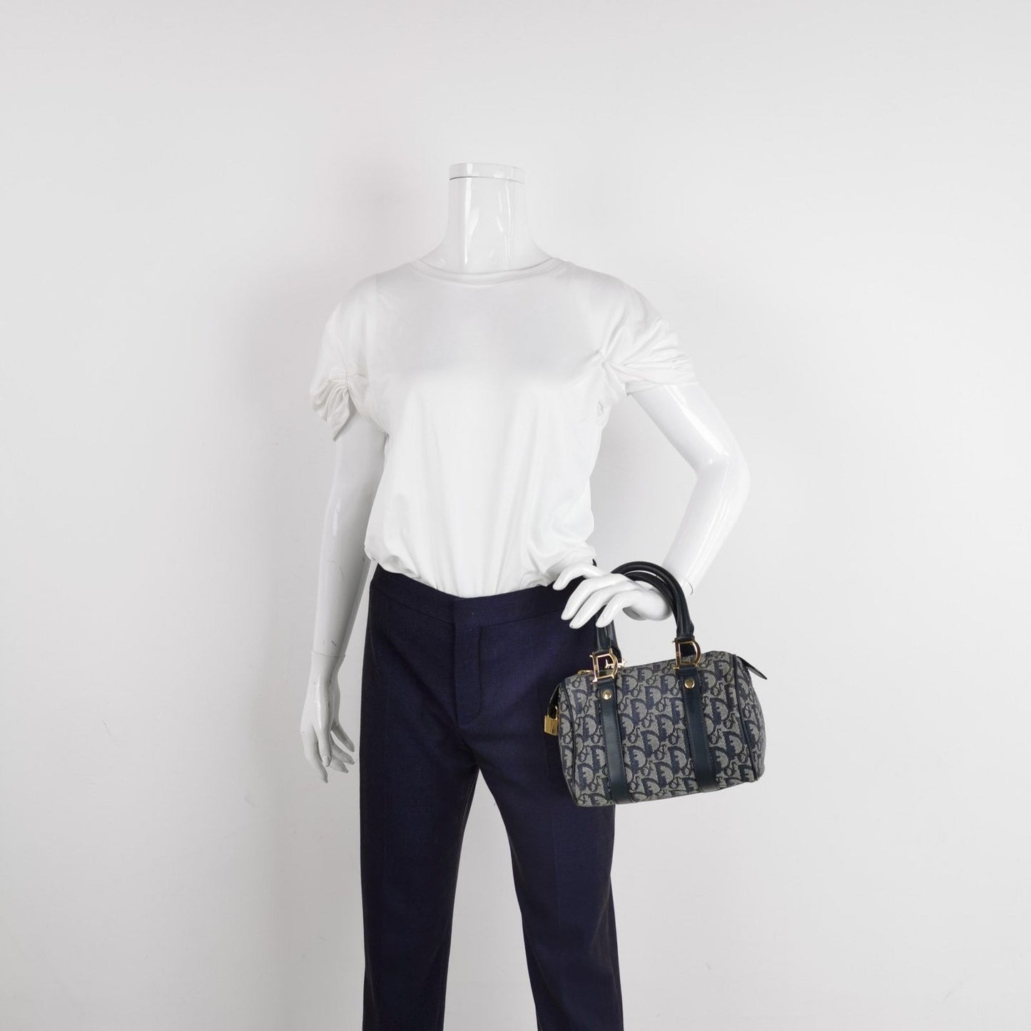 Christian Dior Trotter Boston Cloth Oblique Mini Black Handbag