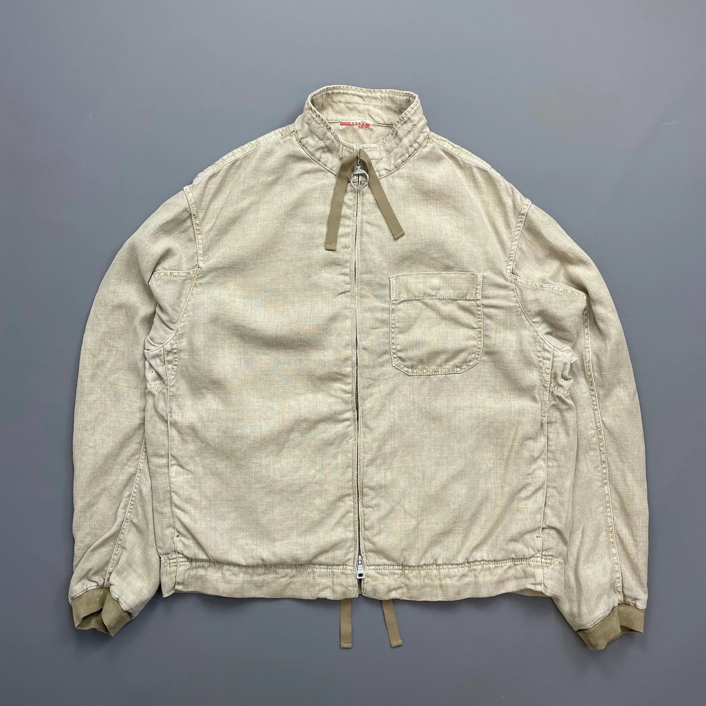 Prada Beige Linen Zip-Through Lightweight Jacket
