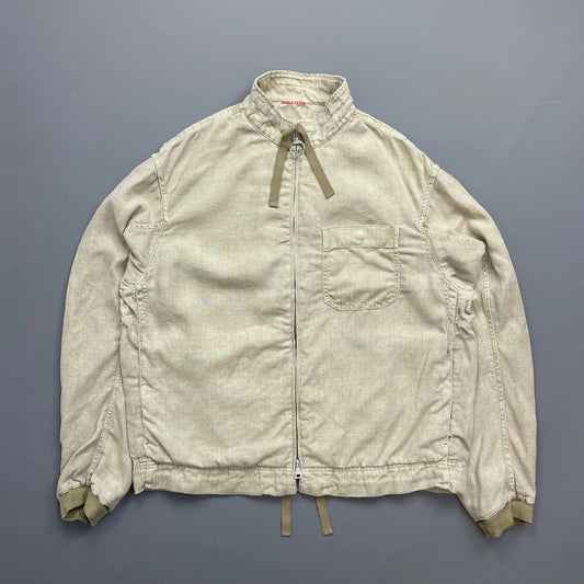 Prada Beige Linen Zip-Through Lightweight Jacket
