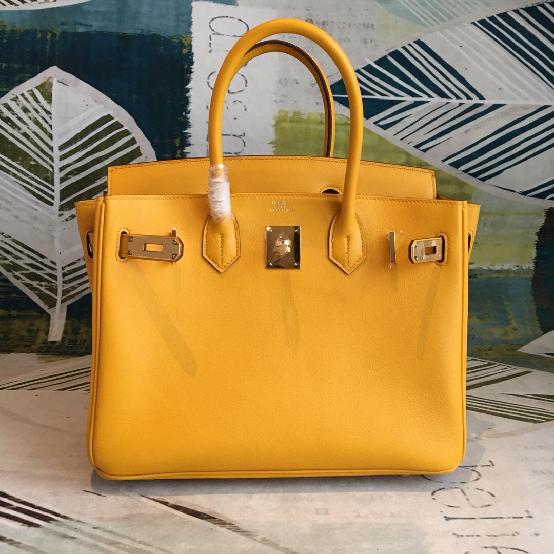 Top Quality Birkin Yellow For Women Gold Toned Hardware 11in/30cm