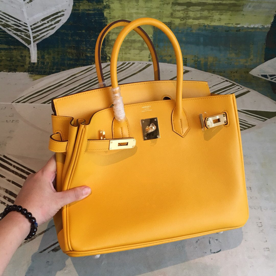 Top Quality Birkin Yellow For Women Gold Toned Hardware 11in/30cm