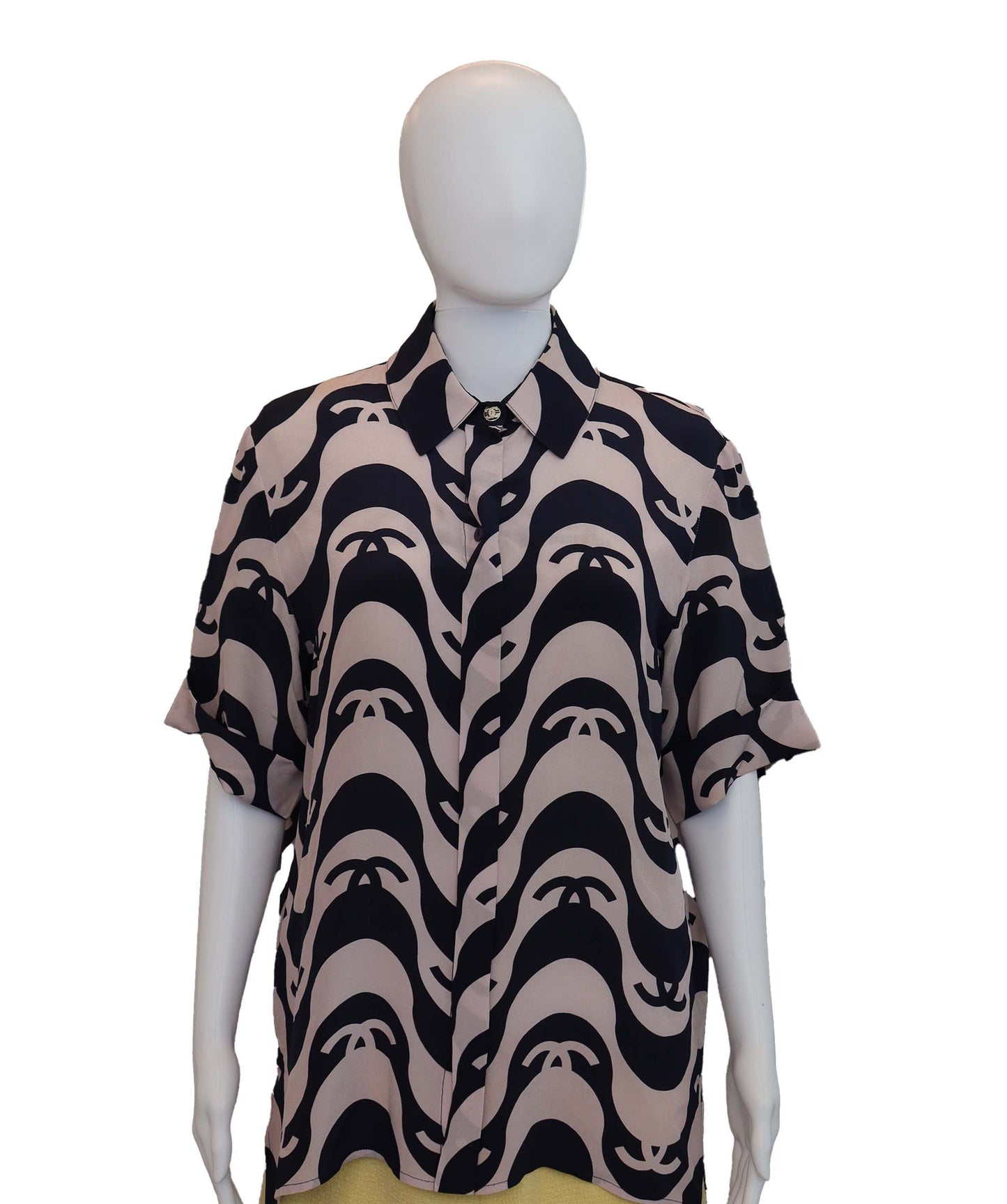 Chanel 2021 Wave Print Silk Blo  DXBK0449