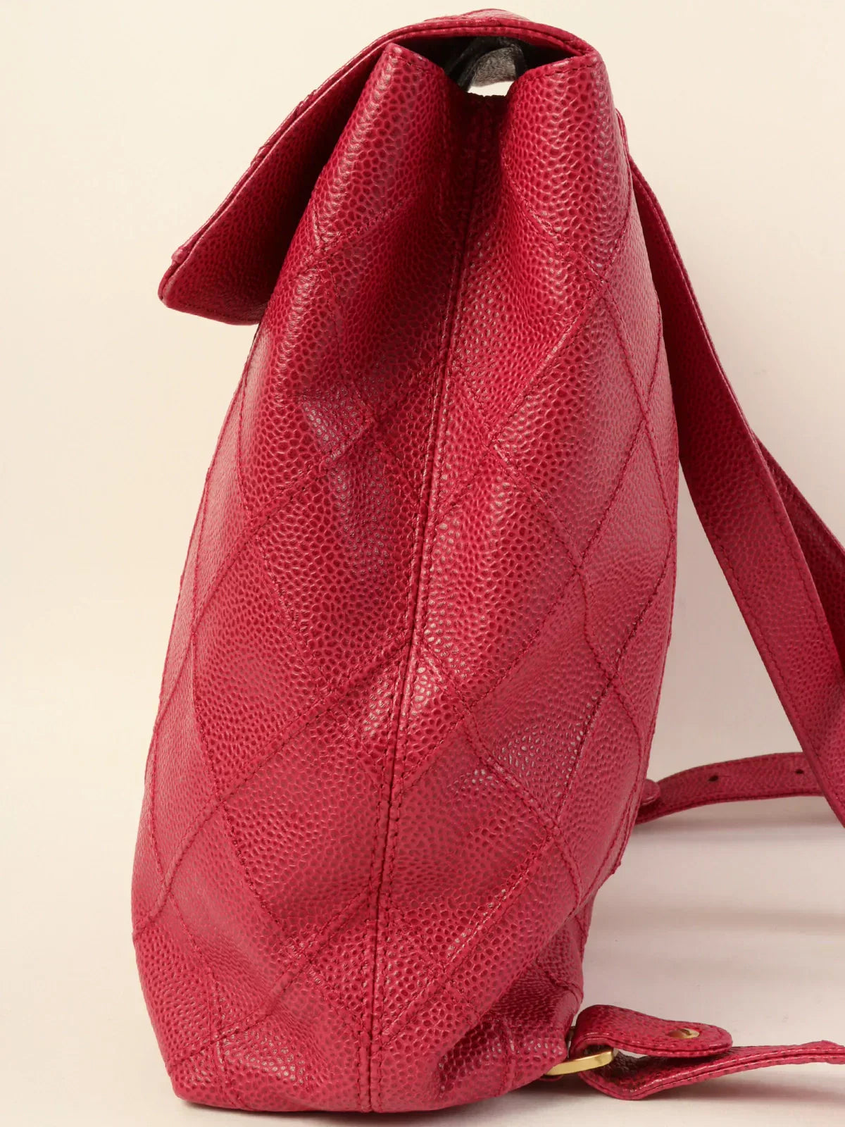 CHANEL Around 2000 Made Caviar Skin Bicolore Stitch Turn-Lock Backpack Fuchsia Pink