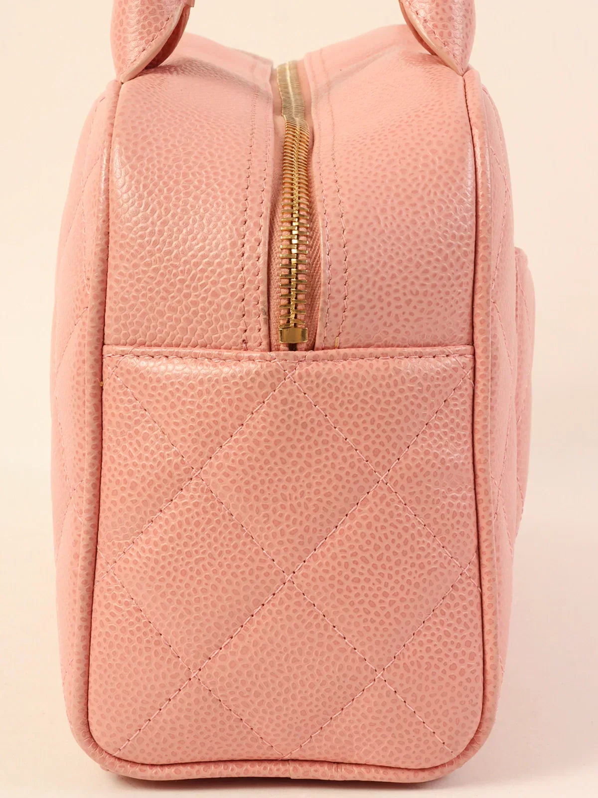 CHANEL Around 2003 Made Caviar Skin Cc Mark Mini Boston Bag Pink