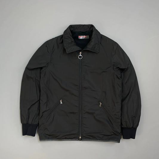 Prada Sport Black 00s Leather Trim Nylon Padded Jacket
