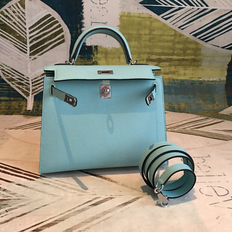 Top Quality Kelly Light Blue For Women SiTop Qualityer Toned Hardware 10in/25cm