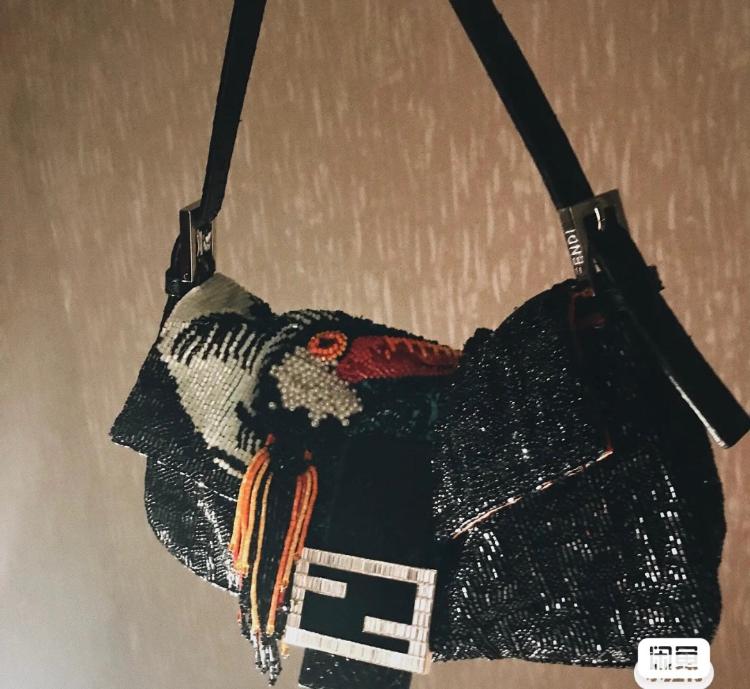 FENDI Baguette Tucano Black Glitter 15th Anniversary special edition collector piece RARE