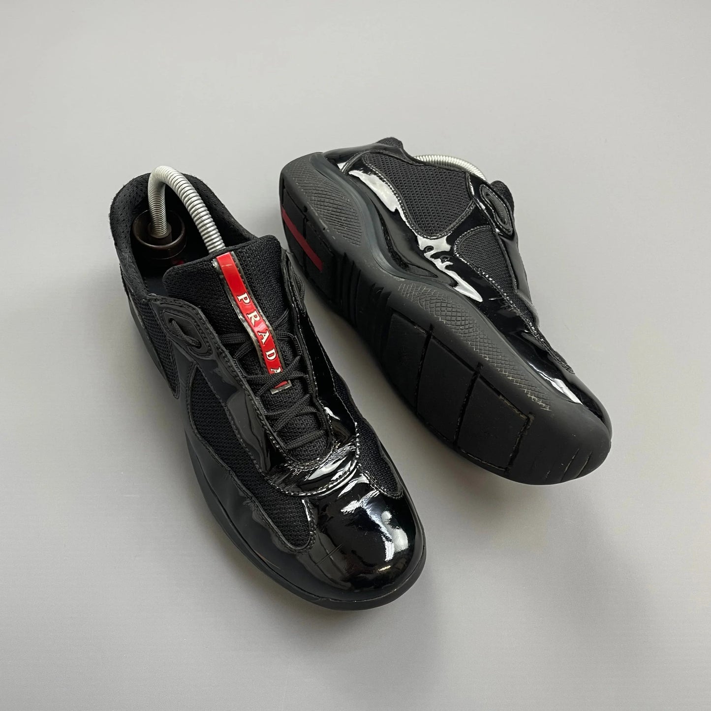 Prada Americas Cup Black Patent Leather Trainers