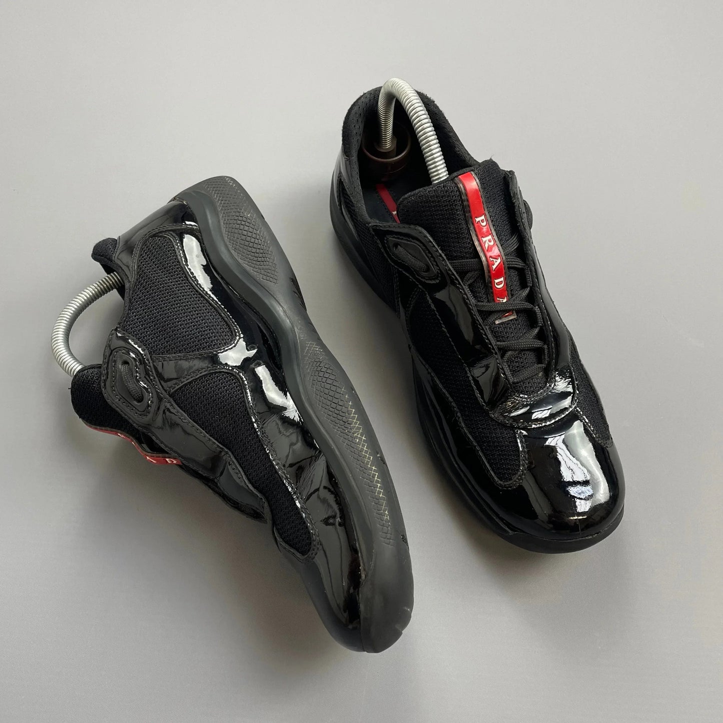 Prada Americas Cup Black Patent Leather Trainers