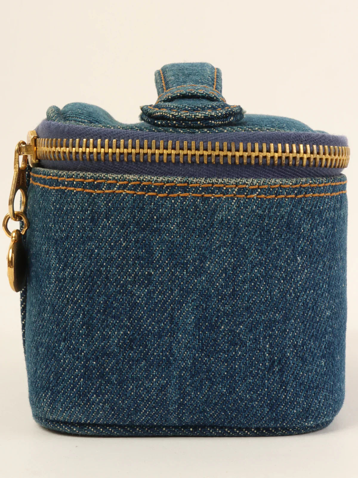 CHANEL Around 1997 Made Denim Cc Mark Stitch Vanity Indigo