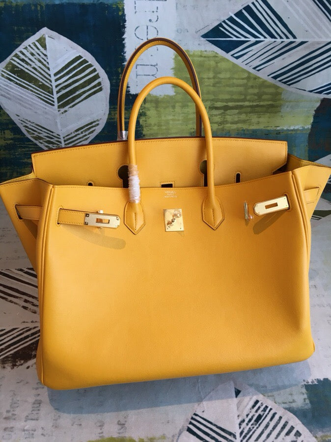 Top Quality Birkin Yellow For Women Gold Toned Hardware 11.8in/30cm