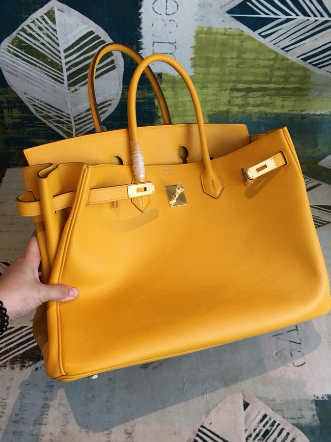 Top Quality Birkin Yellow For Women Gold Toned Hardware 11.8in/30cm