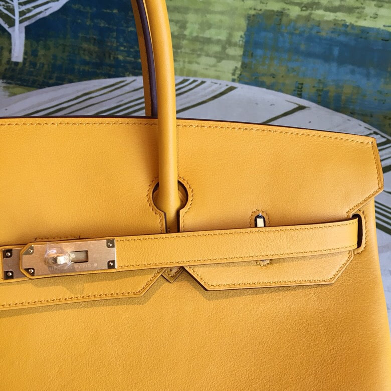 Top Quality Birkin Yellow For Women Gold Toned Hardware 11.8in/30cm