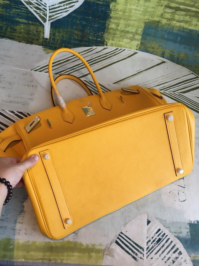 Top Quality Birkin Yellow For Women Gold Toned Hardware 11.8in/30cm