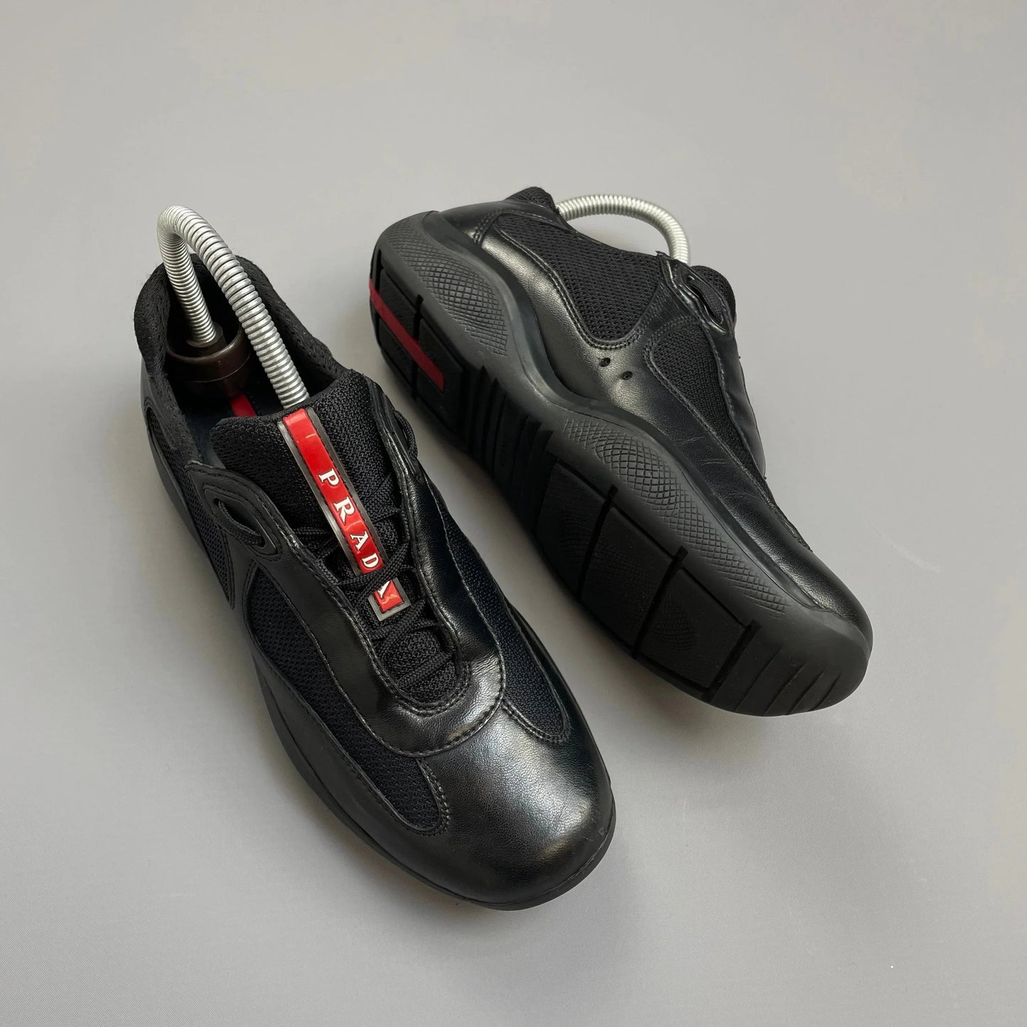 Prada Americas Cup Black Leather Trainers