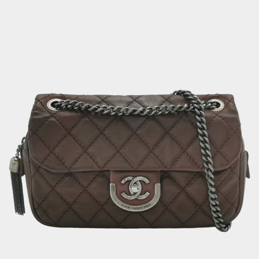 Chanel 2013 Paris-Edinburgh Medium Burgundy Flap Shoulder Bag