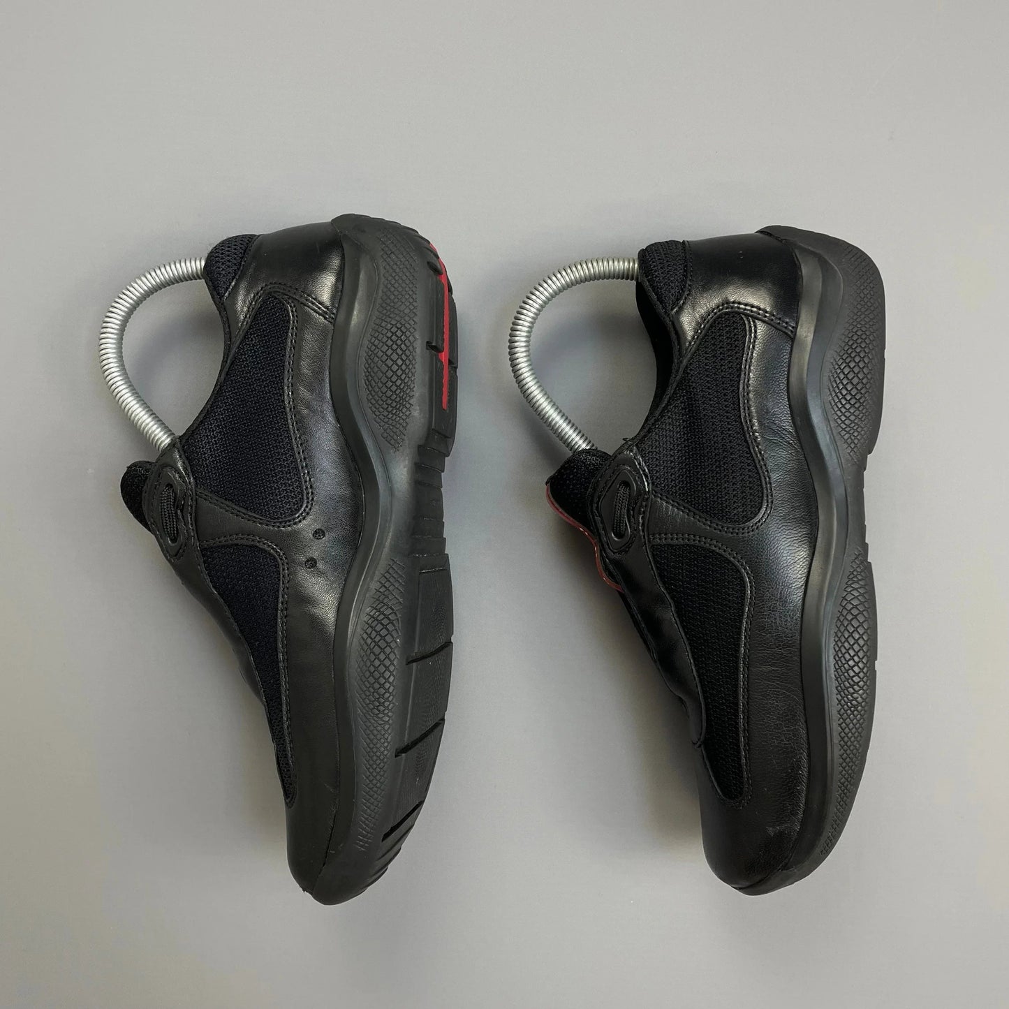 Prada Americas Cup Black Leather Trainers