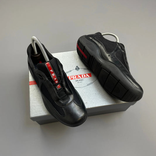 Prada Americas Cup Black Leather Trainers