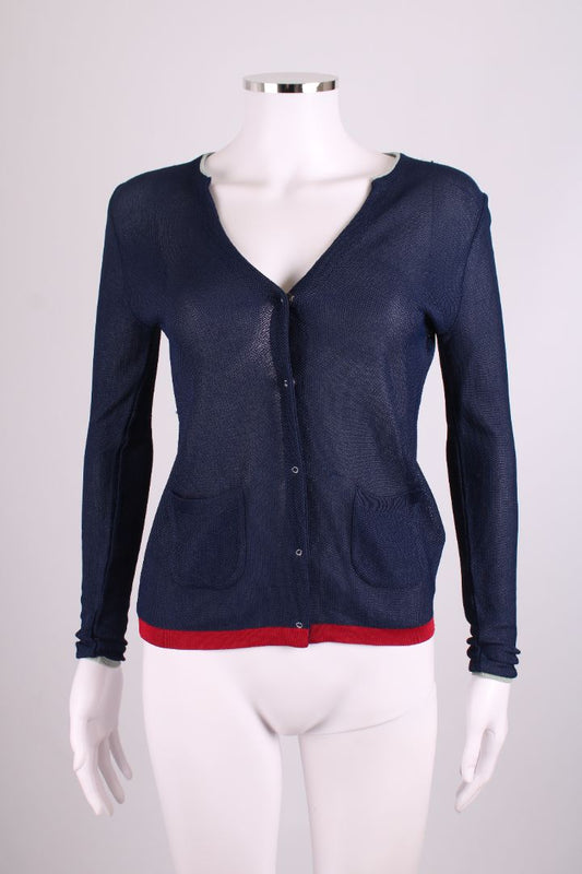 Prada L/S Mesh Knit Cardigan Navy 10