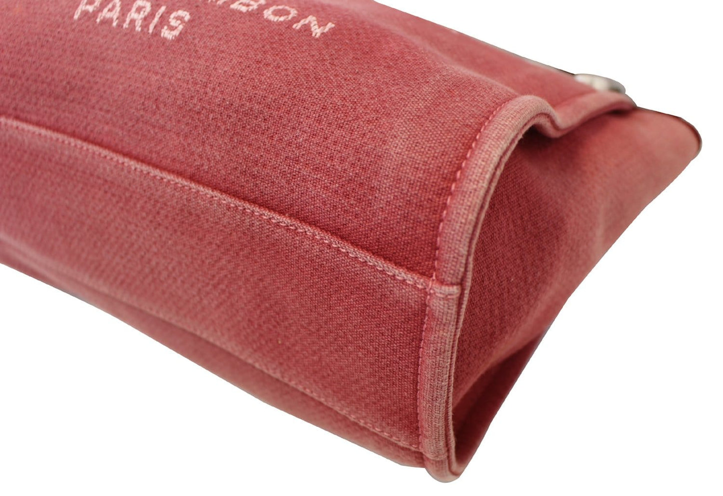 CHANEL Hot Pink Canvas Deauville Medium Tote Bag