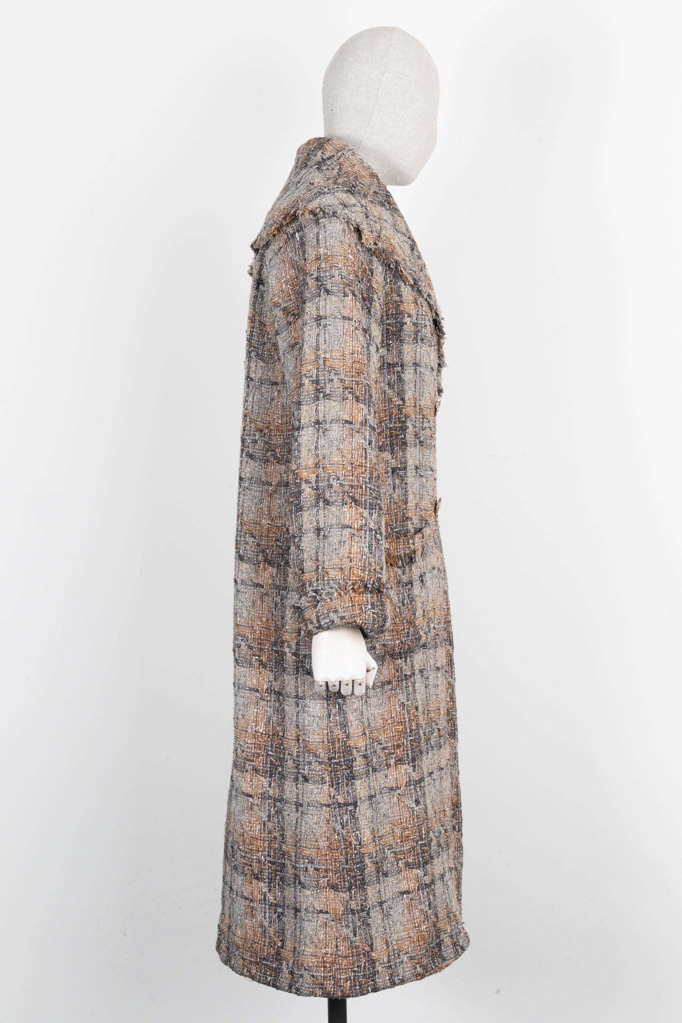 CHANEL 2017 Double Breasted Tweed Coat Brown
