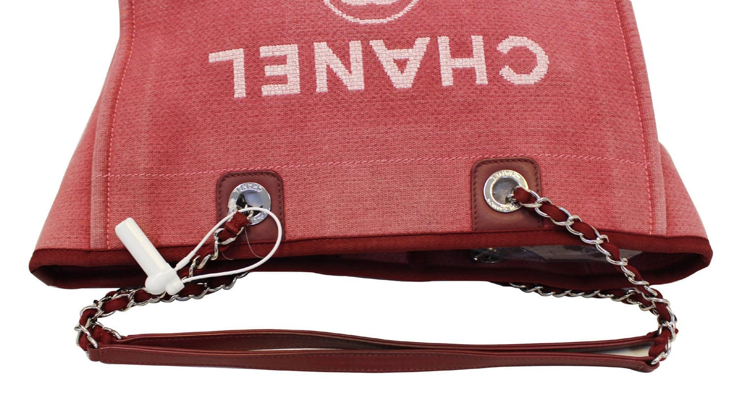 CHANEL Hot Pink Canvas Deauville Medium Tote Bag