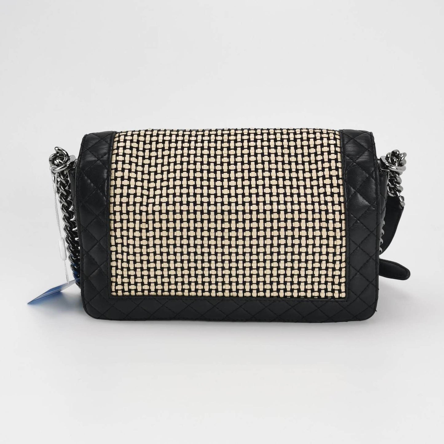 Chanel Le Boy 2014 Large Black Woven Reverso Calfskin Leather Flap Bag