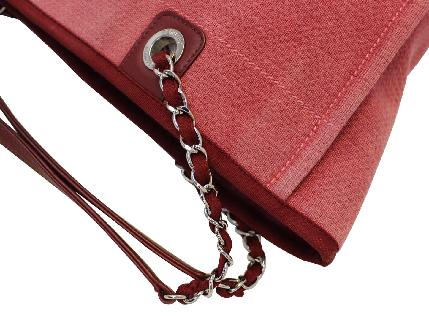CHANEL Hot Pink Canvas Deauville Medium Tote Bag