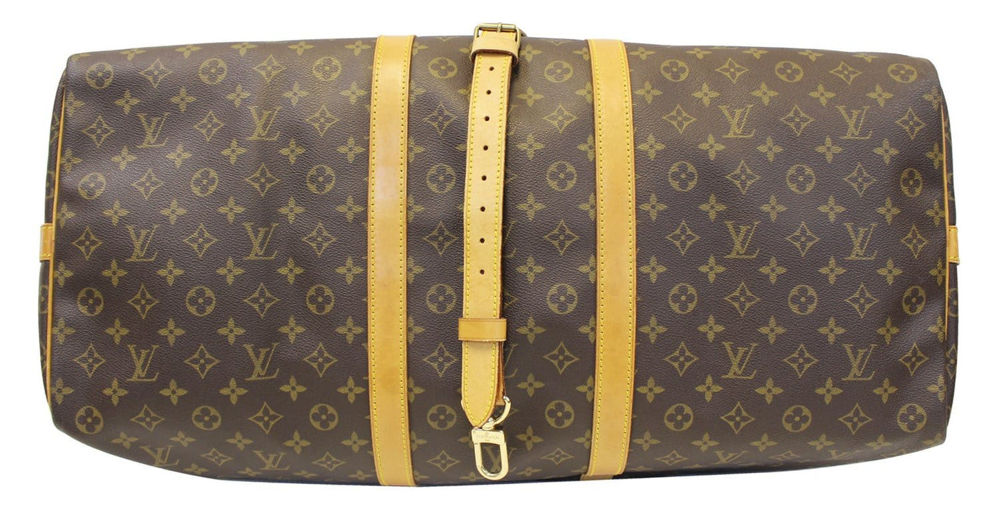 LOUIS VUITTON Monogram Canvas Brown Keepall 60 Bandouliere Travel Bag