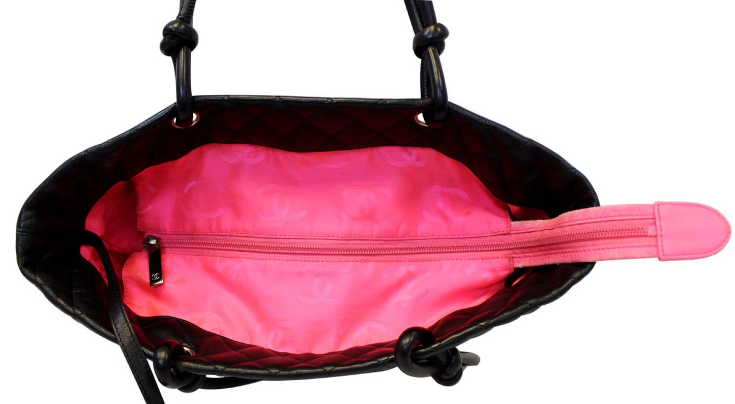 CHANEL Black  Leather Large Cambon Tote Bag