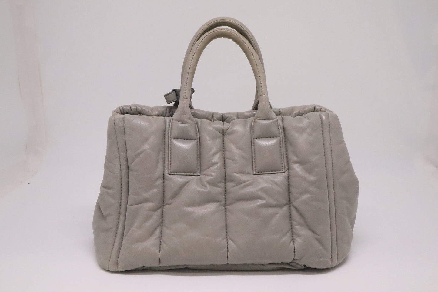 Prada Medium Bomber Tote in Gray Nappa Leather