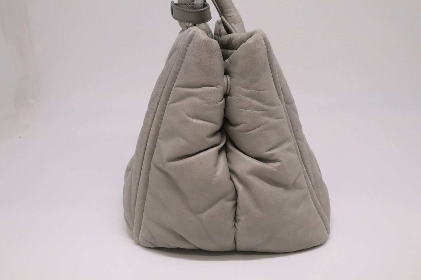 Prada Medium Bomber Tote in Gray Nappa Leather