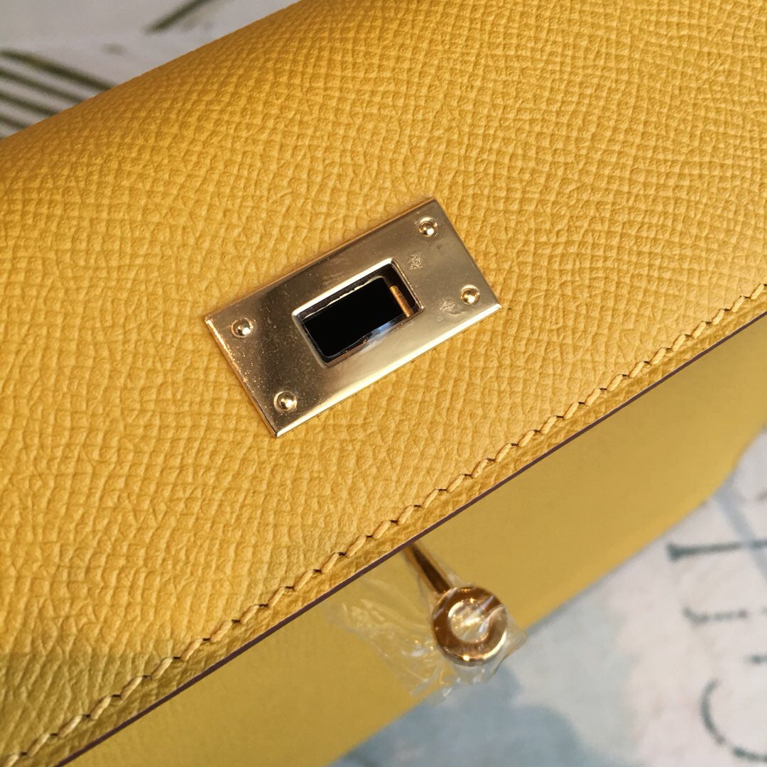 Top Quality Kelly 28 Yellow Bag With Gold Toned Harware For Women, Handbags, Shoulder Bags 11in/28cm