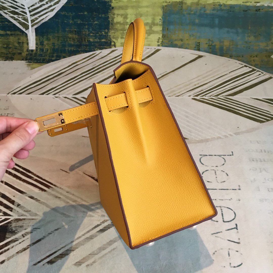 Top Quality Kelly 28 Yellow Bag With Gold Toned Harware For Women, Handbags, Shoulder Bags 11in/28cm