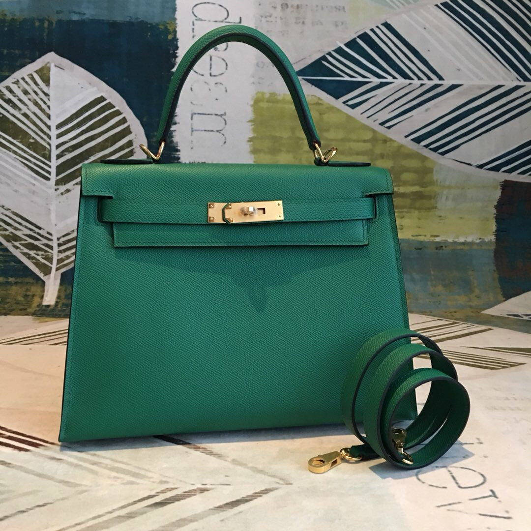 Top Quality Kelly 28 Vert Jade Green Bag For Women, Handbags, Shoulder Bags 11in/28cm