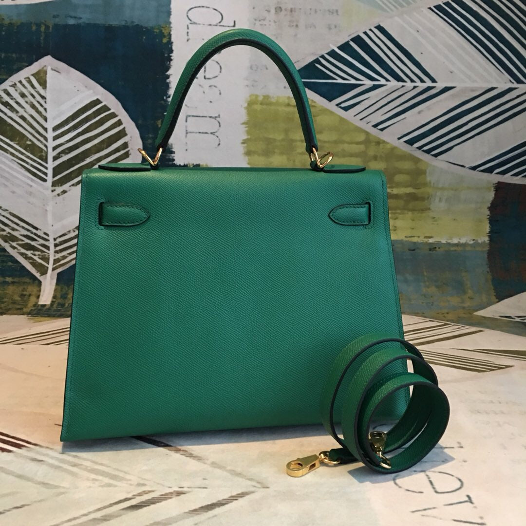Top Quality Kelly 28 Vert Jade Green Bag For Women, Handbags, Shoulder Bags 11in/28cm