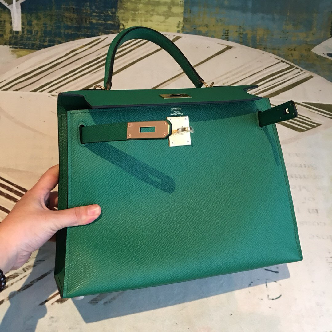 Top Quality Kelly 28 Vert Jade Green Bag For Women, Handbags, Shoulder Bags 11in/28cm