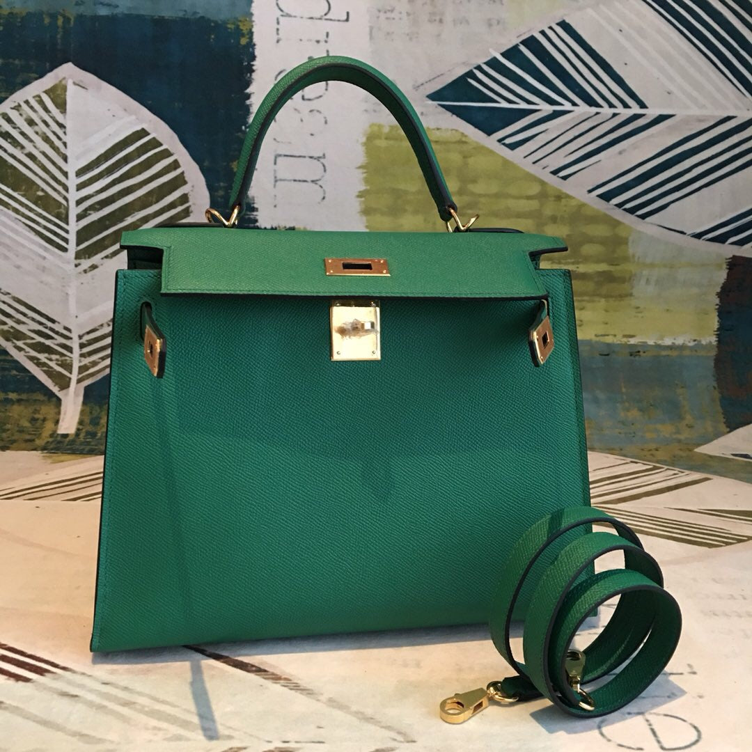 Top Quality Kelly 28 Vert Jade Green Bag For Women, Handbags, Shoulder Bags 11in/28cm