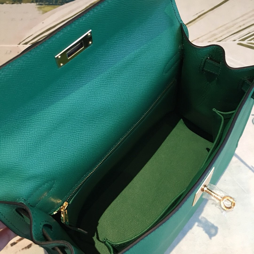 Top Quality Kelly 28 Vert Jade Green Bag For Women, Handbags, Shoulder Bags 11in/28cm